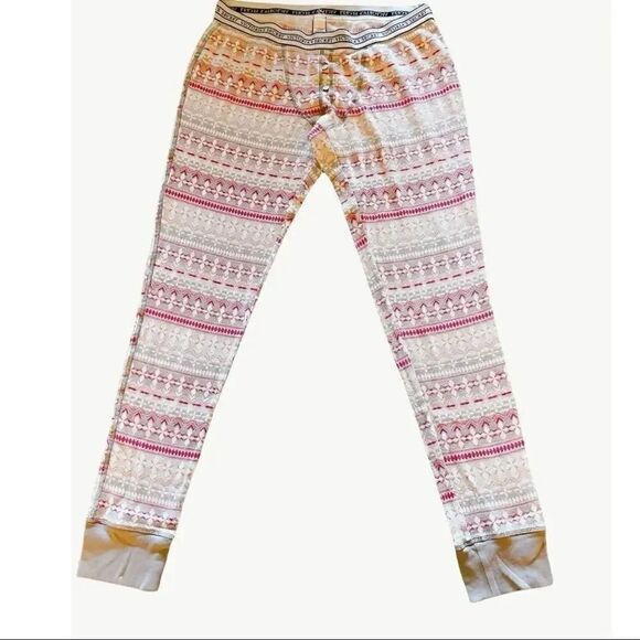 Vintage Victoria’s Secret Thermal Fair Isle Fireside Pajama Set Grey/ Pi… - Picture 3 of 7